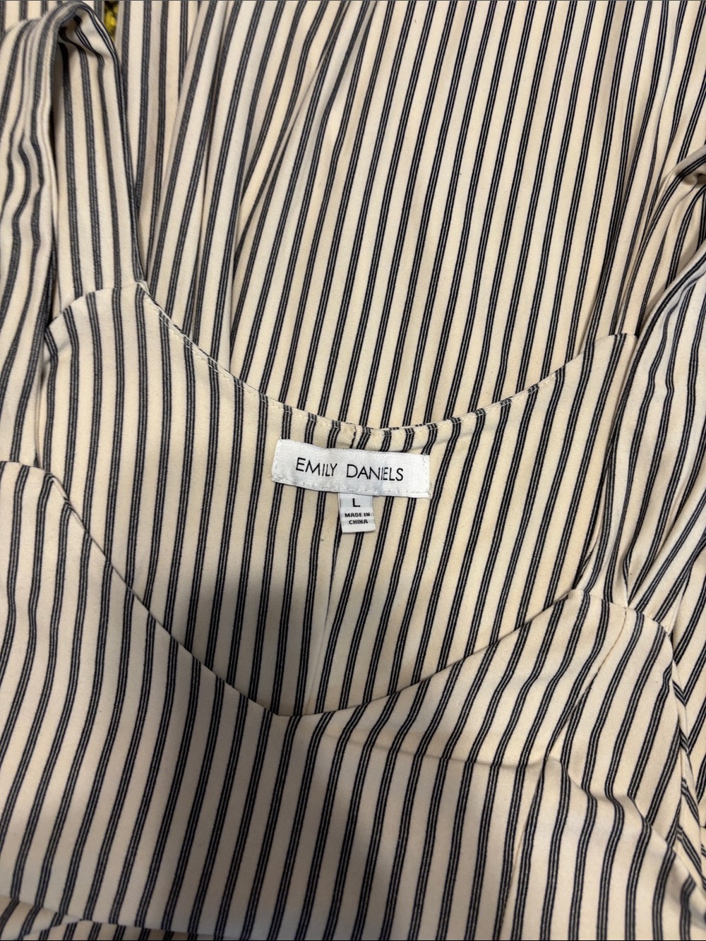 Striped Cream and Black Sleeveless Jumpsuit by Emily Daniels Sz L - Picture 2 of 10